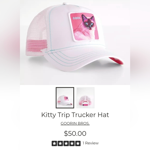 SOLD Goorin Bros Cool Kitty Pink Trucker Snapback Hat NWT - Picture 3 of 3